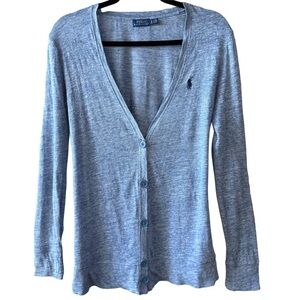 Polo Ralph Lauren | Blue Linen Cardigan Long Sleeve Women’s Small